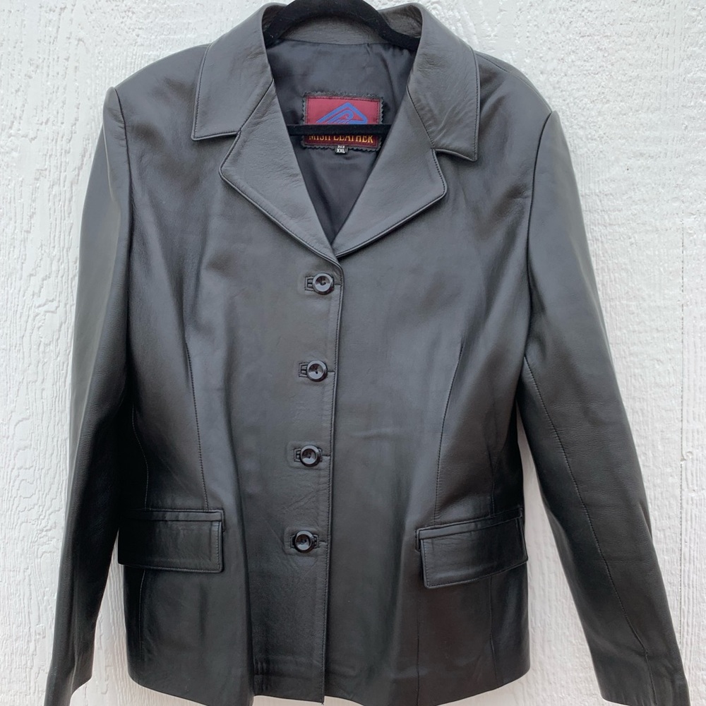 Mish leather black jacket/sheepskin leather XXL women’s jacket